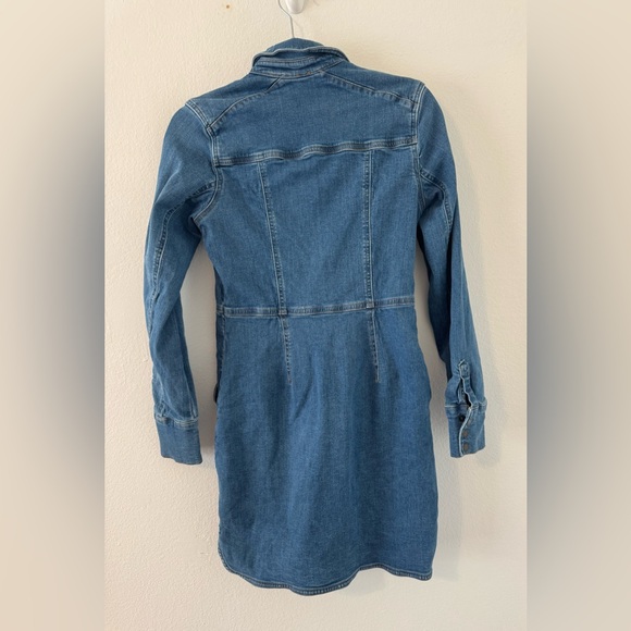 Free People Dynomite Medium Wash Long Sleeve Denim Dress Country Western Sz Sm - Picture 2 of 12
